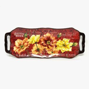 Certified International Le Fleur Poppies Rectangular Serving Platter w/Handles